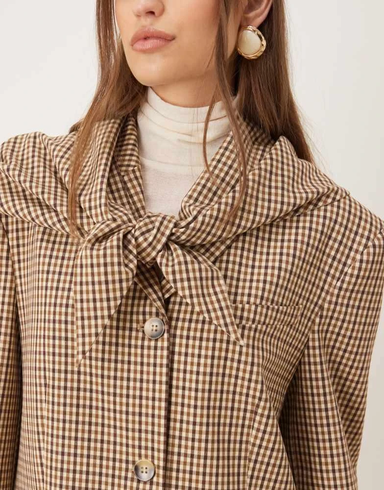 ASOS ASOS DESIGN scarf detail blazer in check 3
