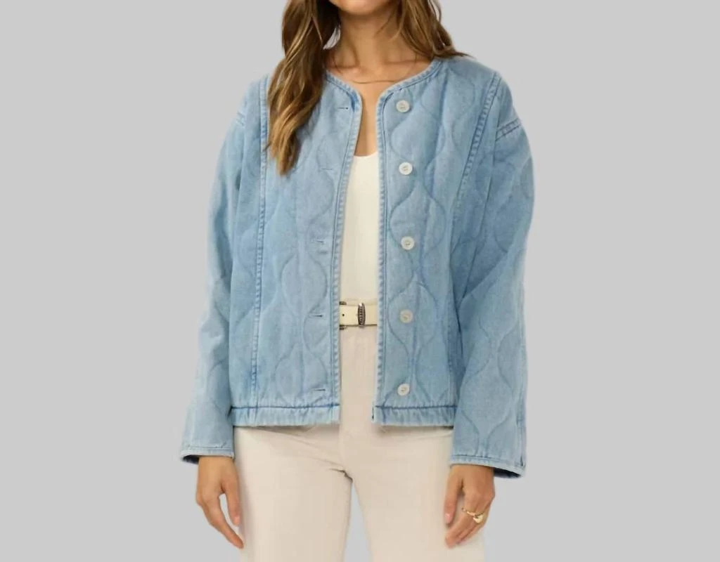 LOVESTITCH Lovestitch - Quilted Denim Jacket With Pockets