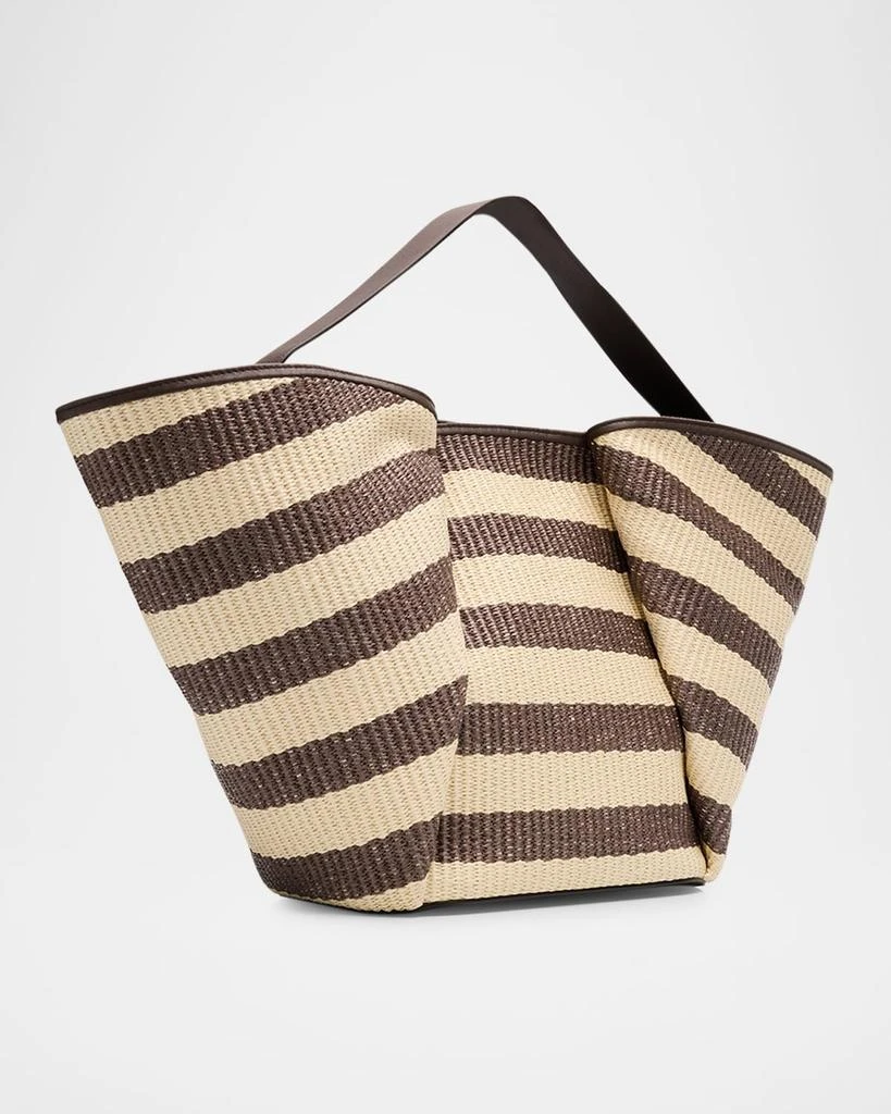 Brunello Cucinelli Marine Striped Raffia Tote Bag 3
