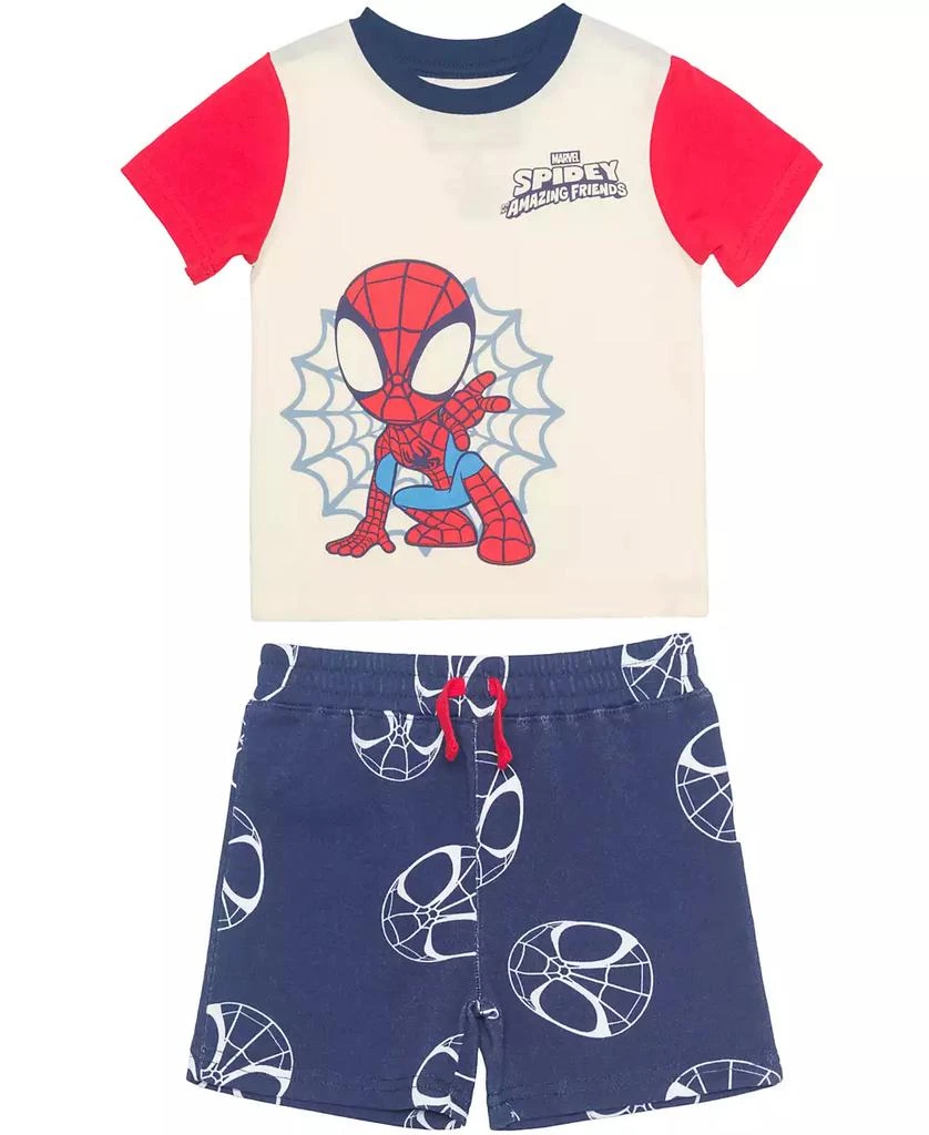 Spider-Man Boys' Toddler 2T-5T Spidey and His Amazing Friends Short-Sleeve T-Shirt and Shorts, 2-Piece Set