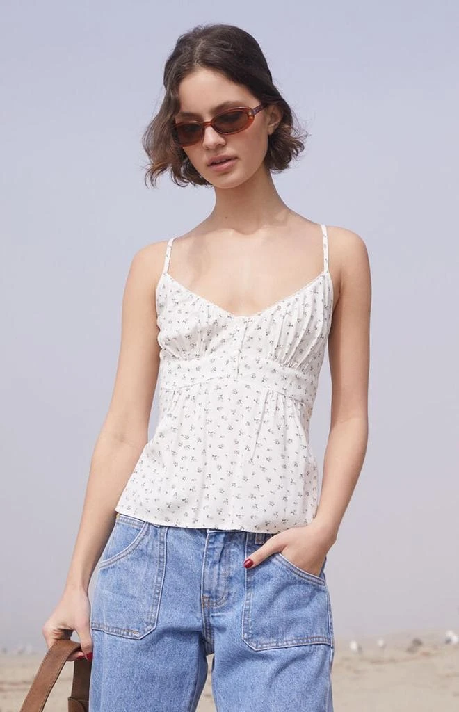 John Galt White & Black Floral Tiffany Tank Top 1