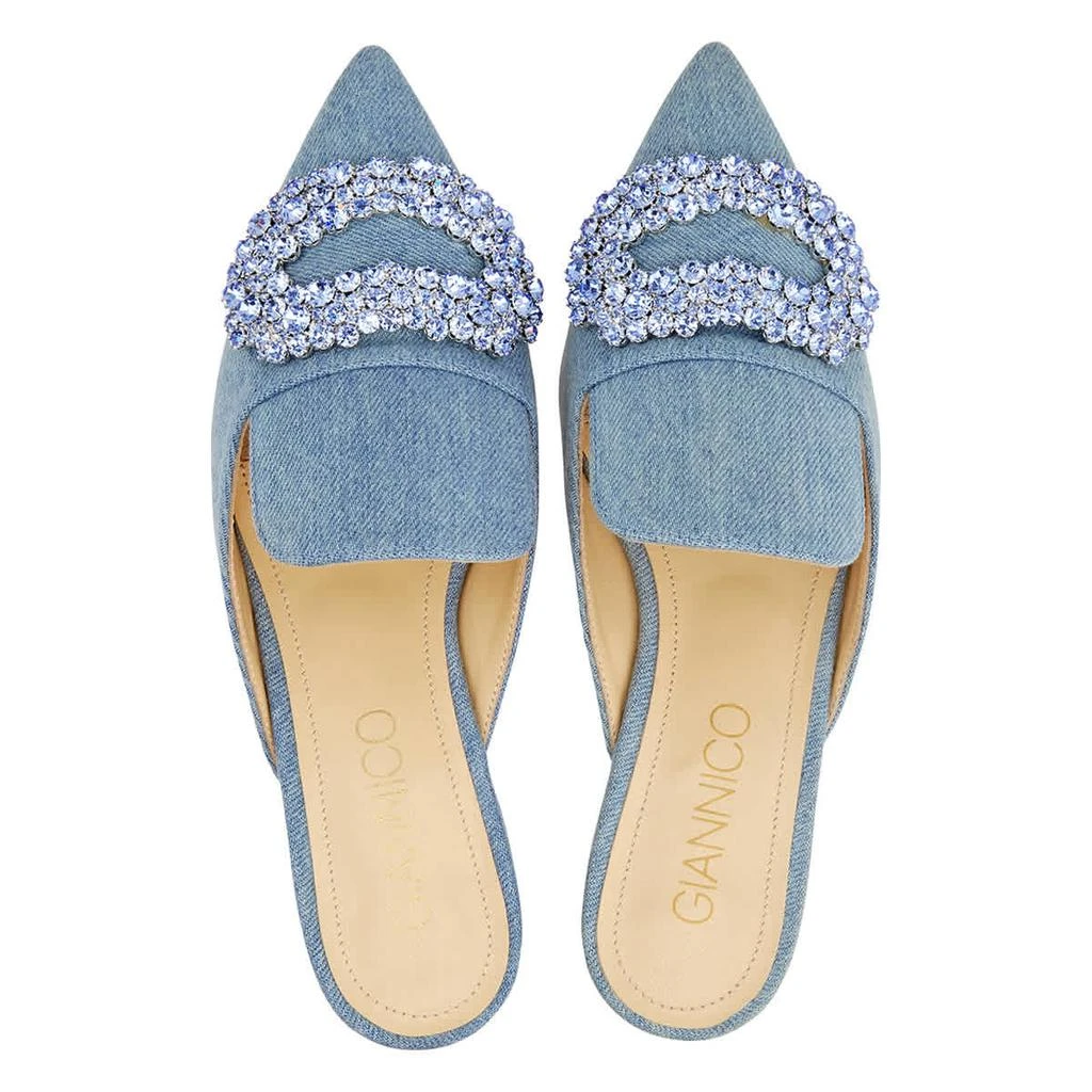 GIANNICO Daphne Crystal-embellished Woven Flat Sandals 3