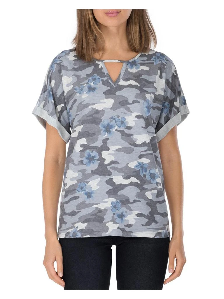 B Collection by Bobeau Womens Dolman Cuffed Keyhole Neckline Pullover Top 2