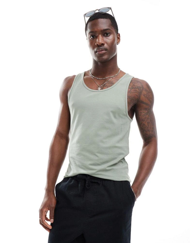 ASOS ASOS DESIGN essential muscle fit vest in mid green 3