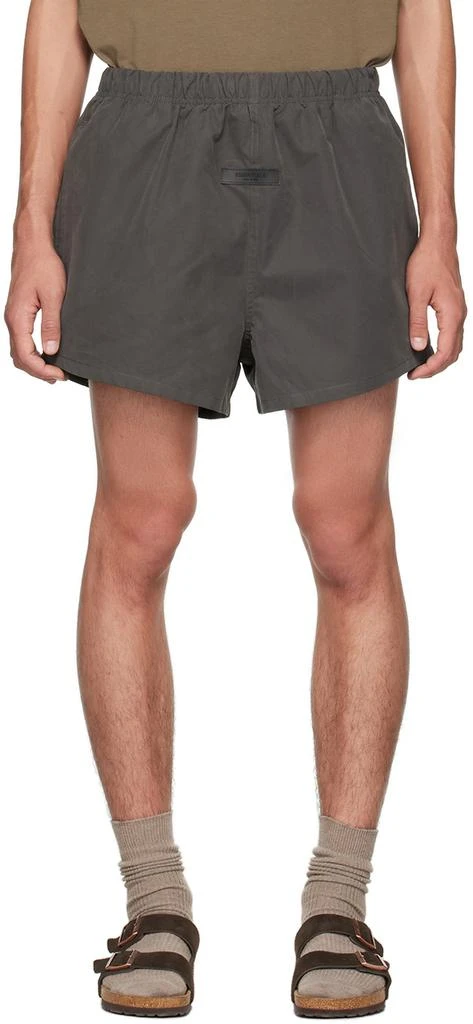 Essentials Gray Cotton Shorts 1