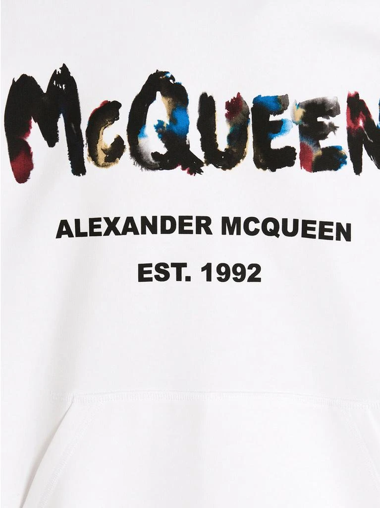 Alexander McQueen Alexander McQueen Graffiti Logo Printed Drawstring Hoodie 4