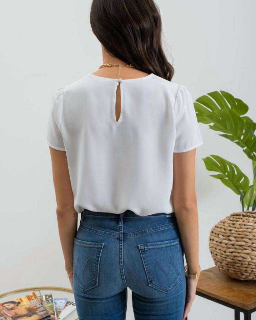 Blu Pepper Blu Pepper - Short Sleeve Center Pleated Blouse