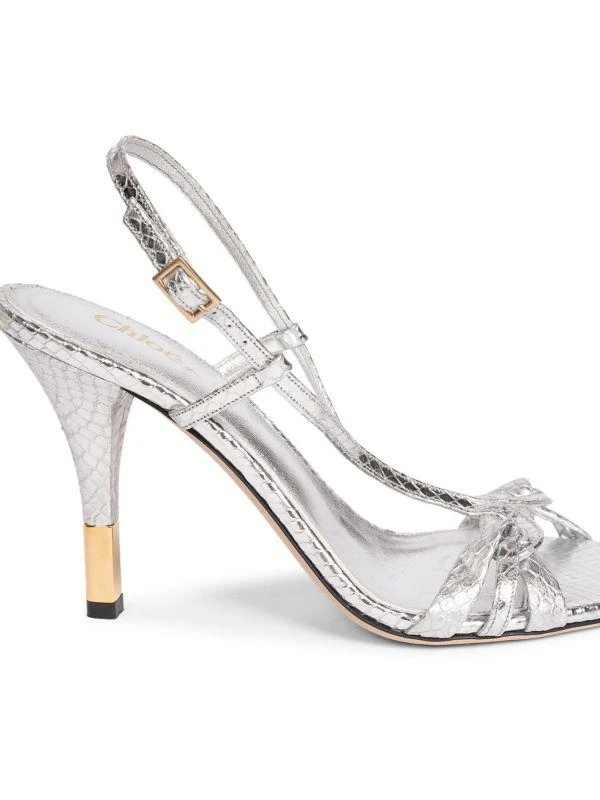 Chloé Nour Crocodile-Embossed Metallic Leather Sandals 7