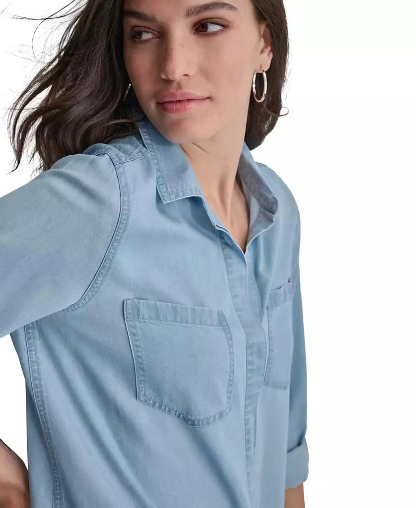 DKNY Women's Roll-Tab-Sleeve Button-Front Shirt 5