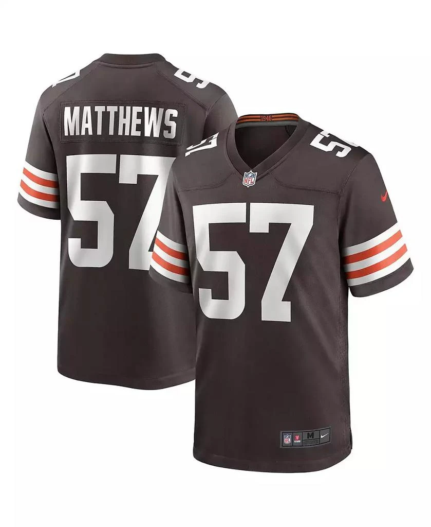 NIKE Men's Clay Matthews Brown Cleveland Browns Game Retired Player Jersey 1