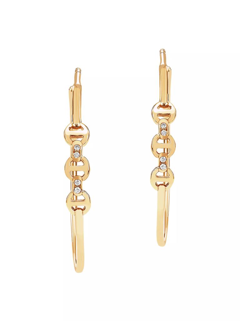 Hoorsenbuhs Tri-Link 18K Yellow Gold & Diamond Mini Hoop Earrings