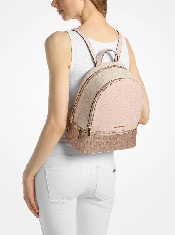 Michael Kors Rhea Medium Metallic Signature Logo Backpack 3