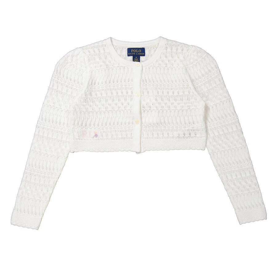 Ralph Lauren Girls White Cropped Knitted Cardigan
