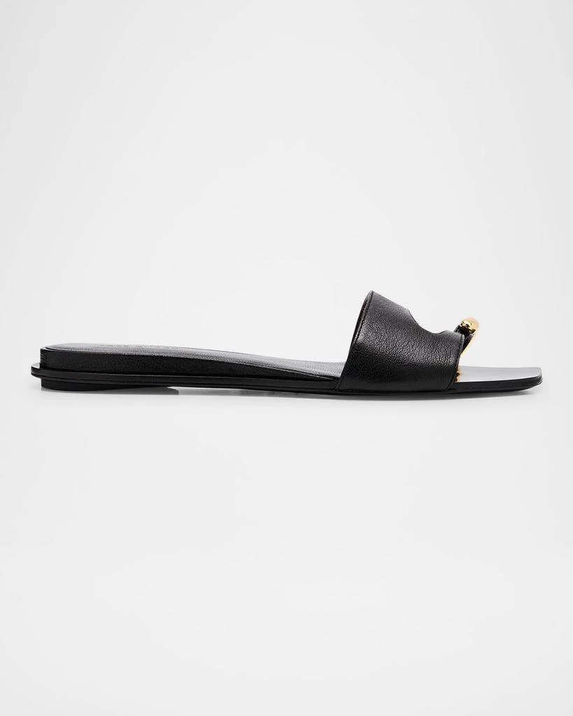Tory Burch Pierced Leather Toe Ring Flat Sandals 1