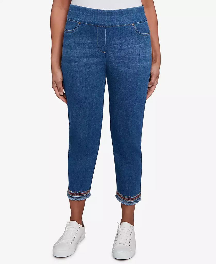 Alfred Dunner Petite El Paso Border Fringe Denim Ankle Pants