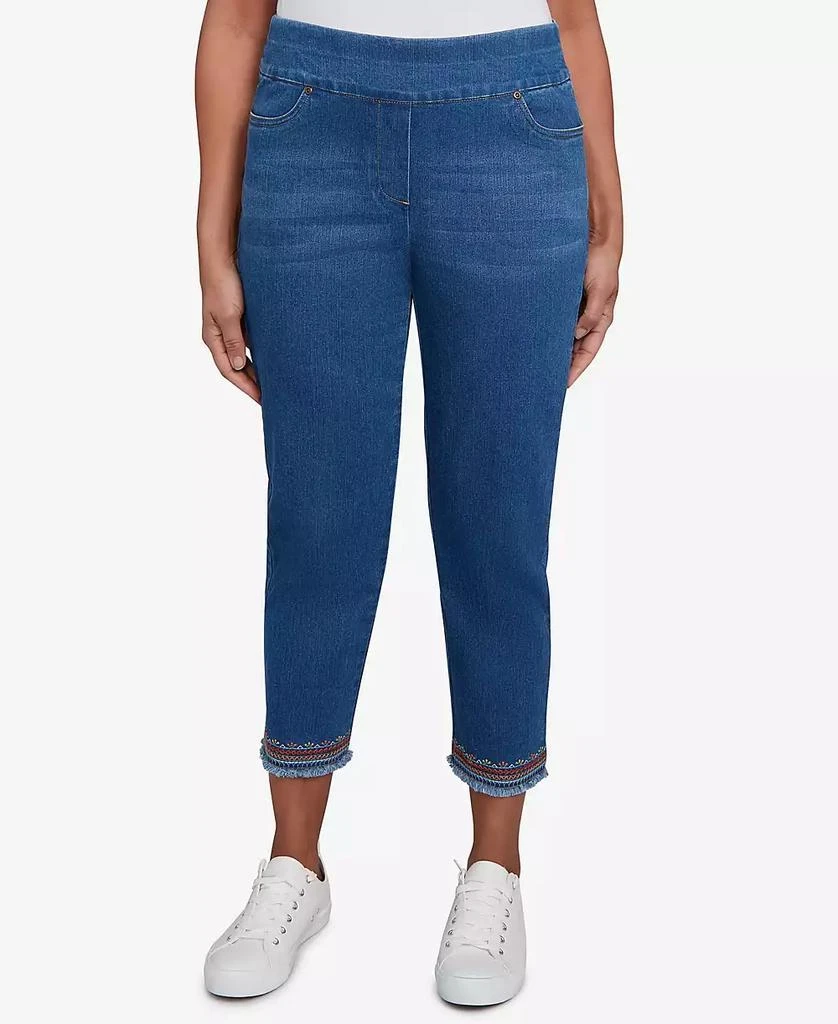 Alfred Dunner Petite El Paso Border Fringe Denim Ankle Pants 1