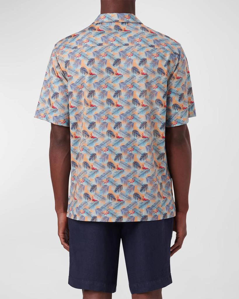 BUGATCHI Men's OoohCotton Tech Flamingo Camp Shirt 4