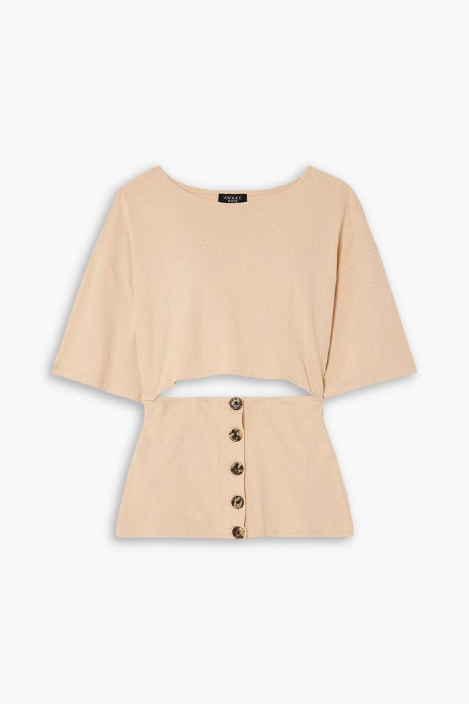 A.W.A.K.E. Mode Button-embellished cutout  cotton-jersey T-shirt