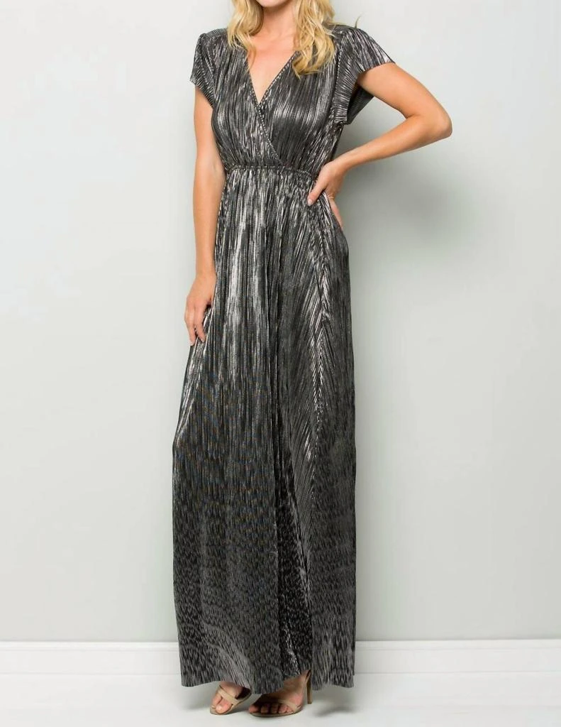 See And Be Seen See And Be Seen - Metallic Pleated Wrap Maxi Dress 2