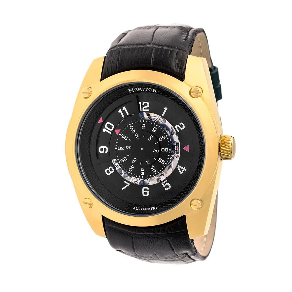 Heritor Automatic Daniels Gold & Black Leather Watches 43mm 1