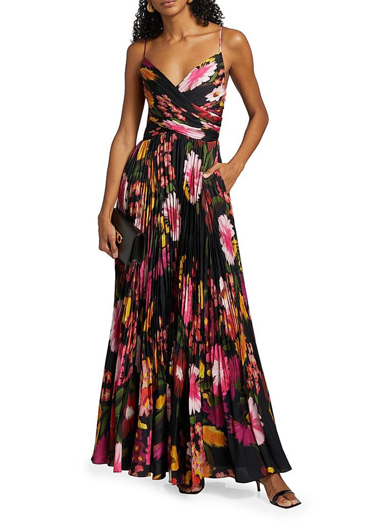 【新品未使用】Pleated Floral-Print Satin Dress ノベルティ付】Pleated Floral-Print Satin Dress
