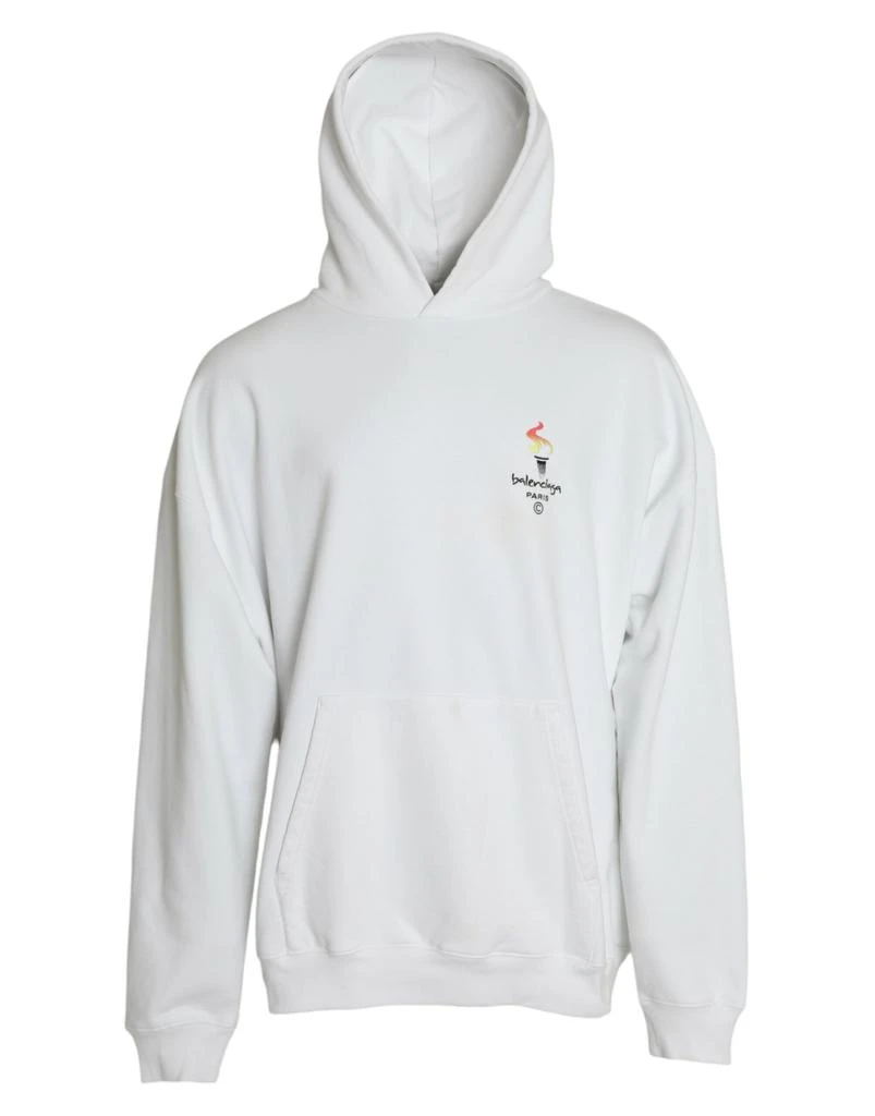 Balenciaga White Cotton Logo Hooded Pullover Sweatshirt Sweater 1
