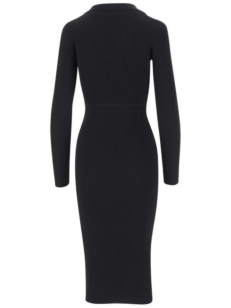 PINKO Pinko Fine-Ribbed Wrapped Midi Dress 2