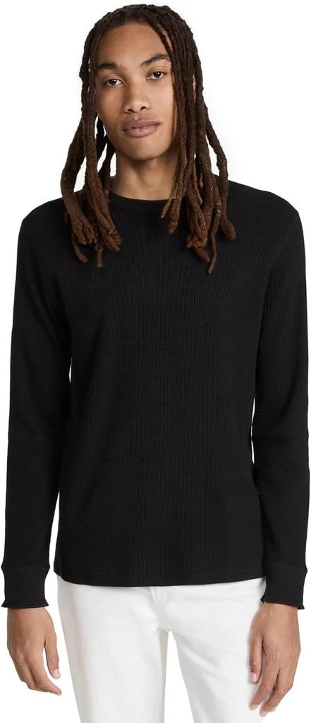 Vince Men Thermal Long Sleeve Crew Neck Pullover Tee Black 1