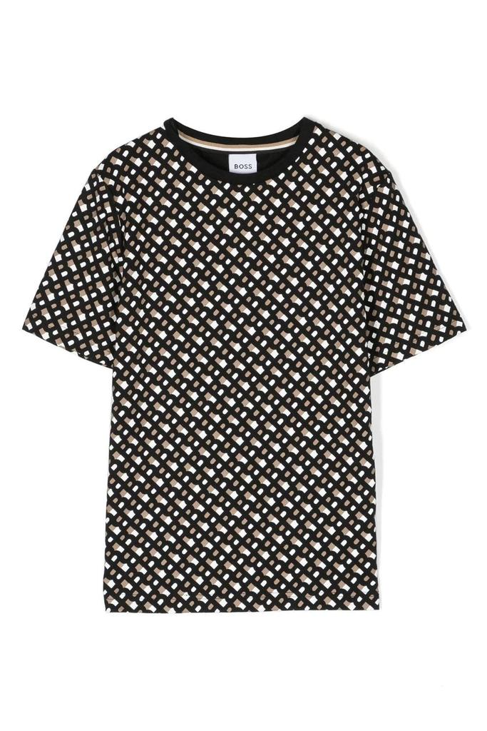 undefined Kids Monogram T Shirt Black/Brown/White
