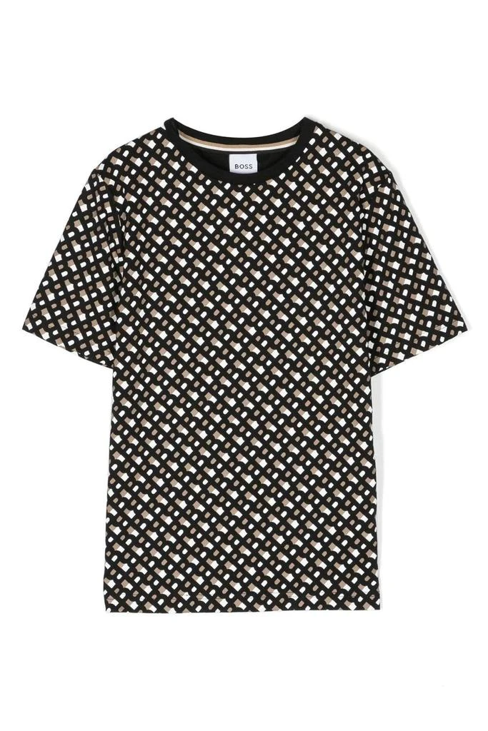 undefined Kids Monogram T Shirt Black/Brown/White 1
