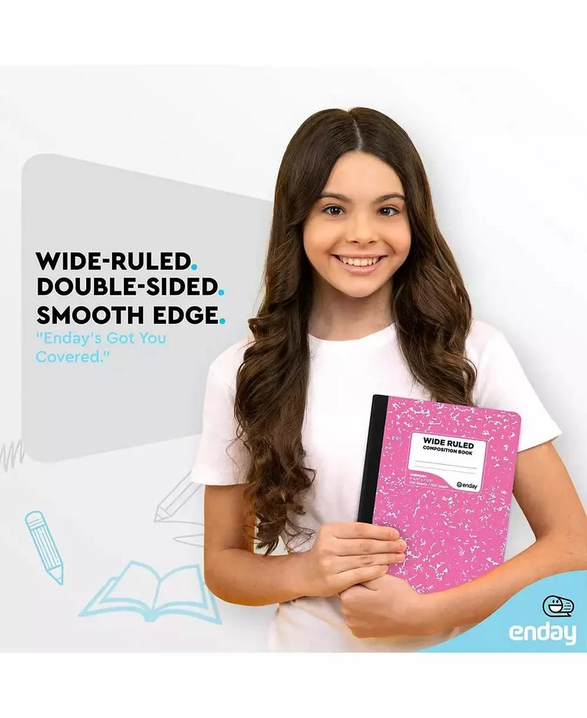 Enday Composition Notebooks Wide Ruled Paper, Colored Marble Composition Notebook Covers, 100 Sheets (200 pages) Composition Books, Wide Ruled, Pink -Red -Grey -Green – by (Colored wide-ruled, 4 Pack) 2