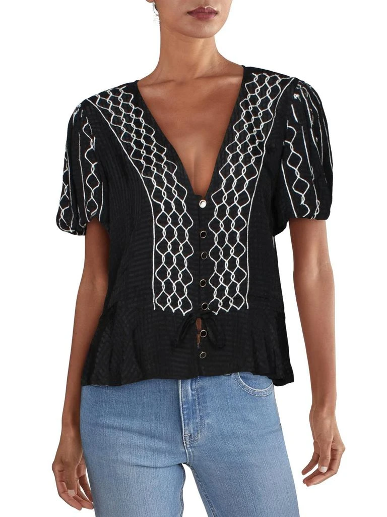 Rahi Marina Date Womens Embroidered V-Neck Blouse 1
