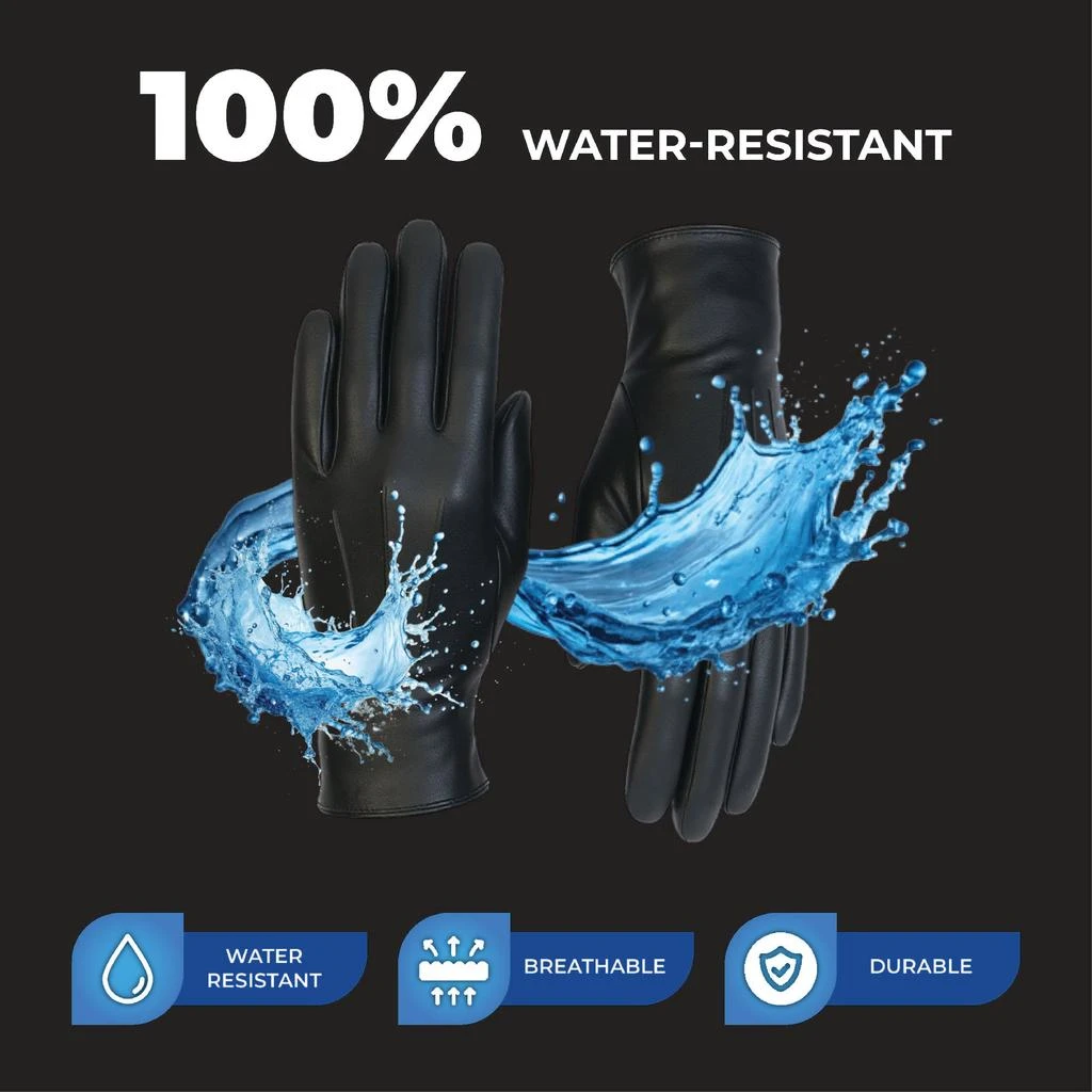 Infinity Leather Men’s Black Italian Leather Warm Wool Lining Winter Riding Driving Casual Gloves 5