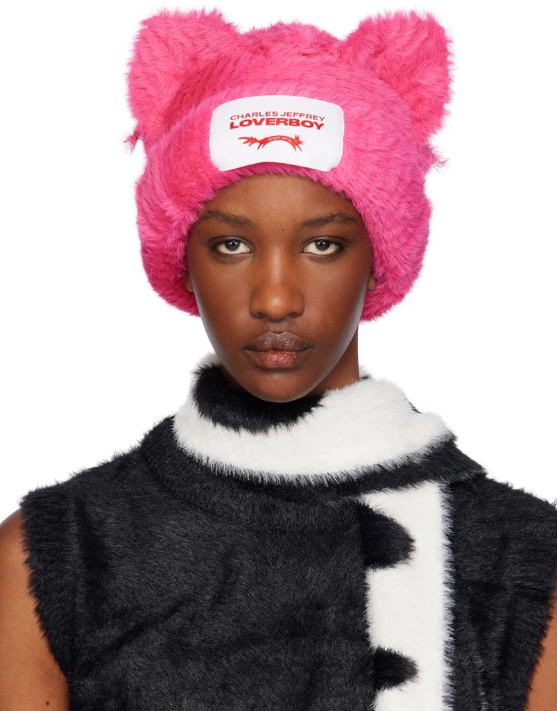 Charles Jeffrey Loverboy Pink Fluffy Chunky Ears Beanie 1
