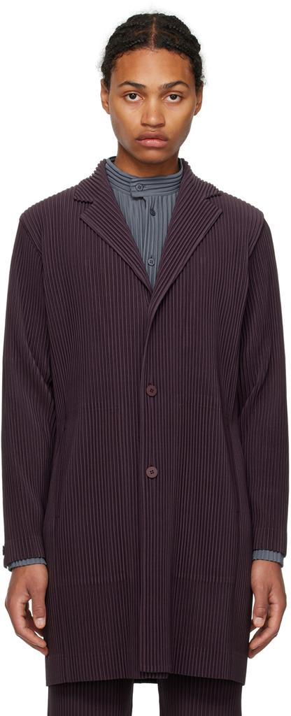 Homme Plissé Issey Miyake Purple Single-Breasted Coat