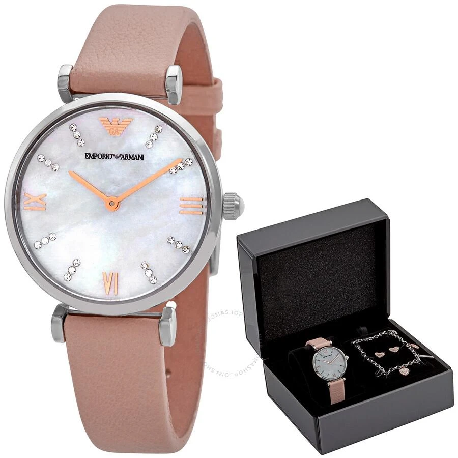 Emporio Armani Quartz Mother of Pearl Dial Ladies Watch and Jewelry Set  AR8039 1