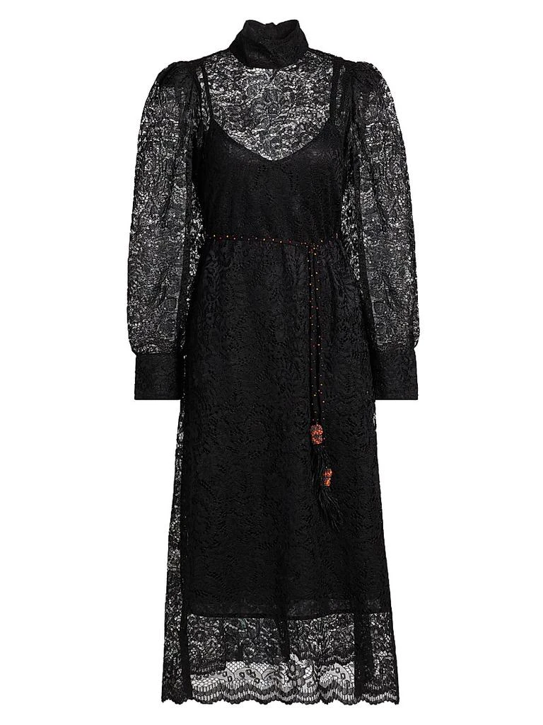 half sleeve lace dress Wine Half Open Sleeve Lace Dress With Contrast Trim Summer Clearance M