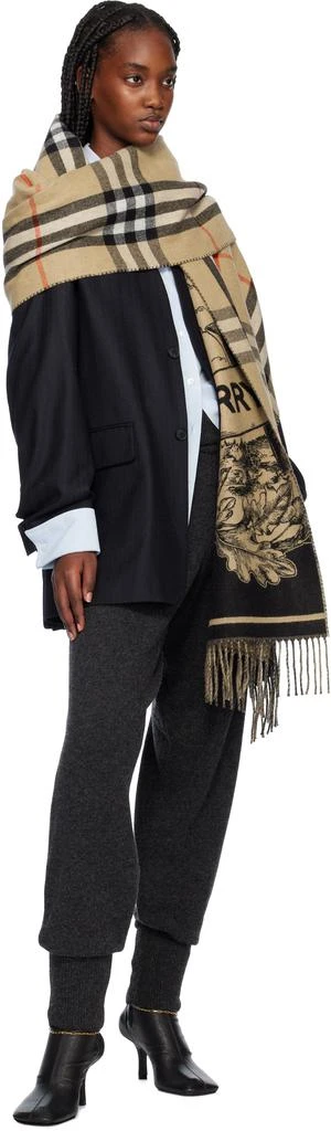 Burberry Beige Reversible EKD Cashmere Scarf 3