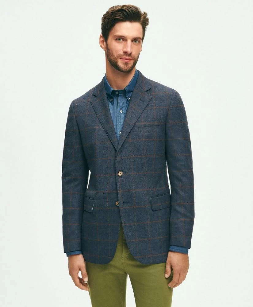 Brooks Brothers Slim Fit  Stretch Wool Hopsack Windowpane Sport Coat 1