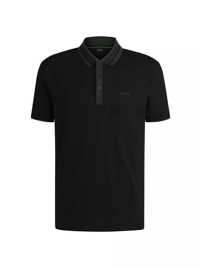 Hugo Boss Interlock Cotton Polo Shirt with Striped Collar 1