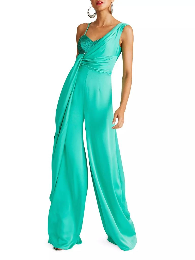 HALSTON Khi Draped Satin Jumpsuit 2
