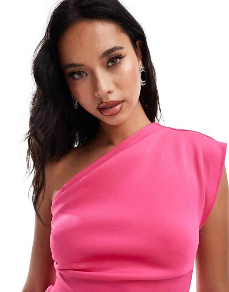 ASOS DESIGN one shoulder tuck detail mini dress in bright pink  On Sale  Now with Up to 10% Off | Discover Exclusive Deals & Savings at BeyondStyle   Authentic ASOS Home|women