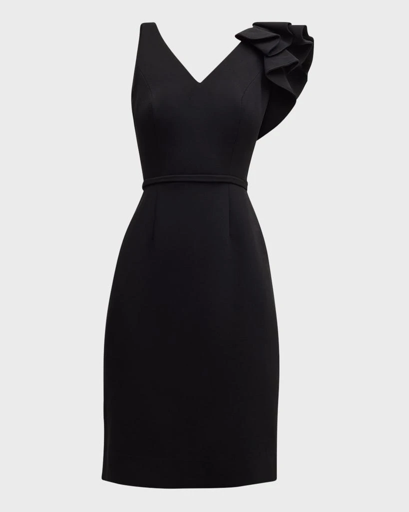 Teri Jon Crepe Slip Dress Chiffon Tie Neck Cape main image 1