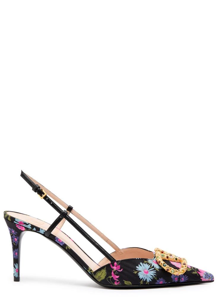 Valentino VLogo 80 floral-print slingback pumps 1
