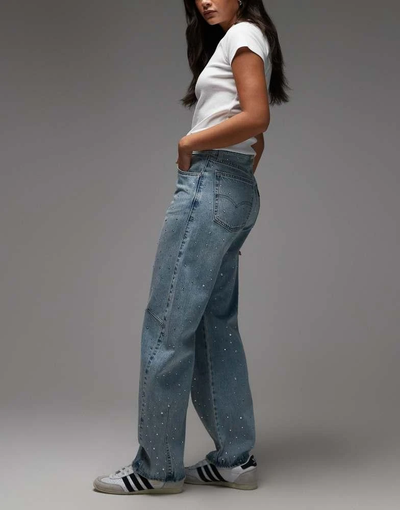 Levi
s Levi
s baggy dad barrel embellished jeans in mid blue 3