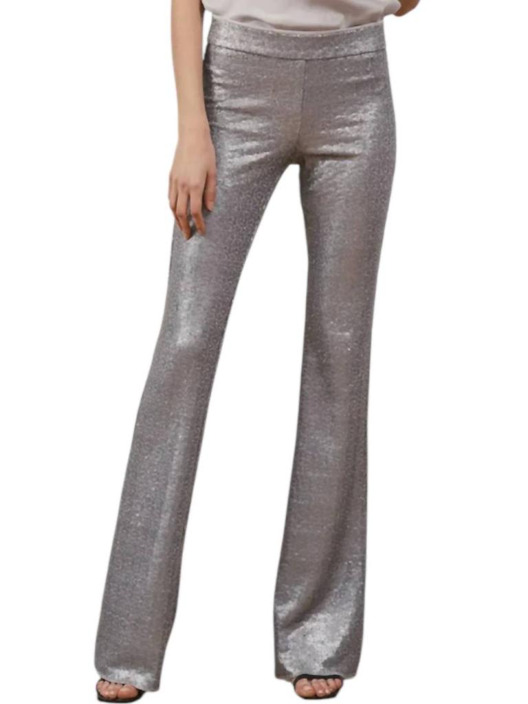 Avenue Montaigne Bellini Sequin Pants In Silver