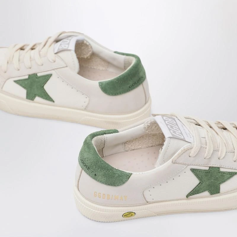 Golden Goose White/beige leather and green suede Super-Star sneakers 5