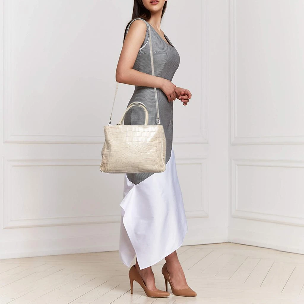 Furla Furla Light Beige Croc Embossed Leather Practica Tote 2