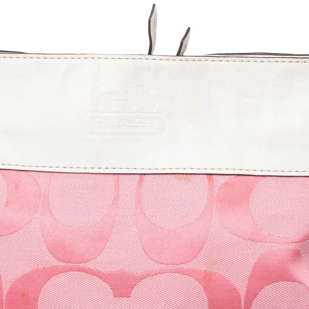 Coach Coach Pink/White Signature Canvas and Leather Hobo 5