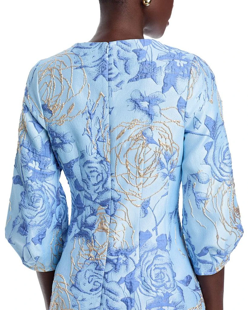Teri Jon Metallic Floral Jacquard Dress 6